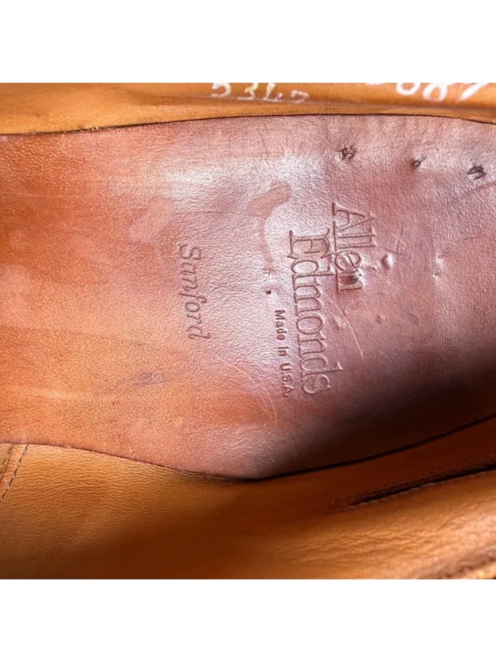 Allen Edmonds Sanford Tan Leather Brogue Oxfords Dress Shoes Size 14A